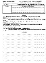 Thi kiểm tra chất lượng học kỳ II môn Vật lý 9 (năm học 2015 - 2016)